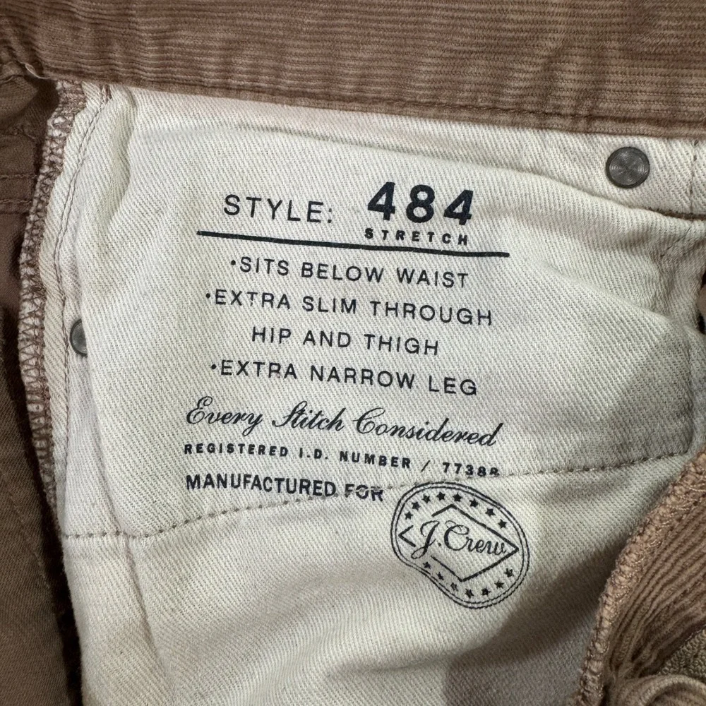 J. Crew 484 Slim Fit Mens 31x32 Corduroy Pants Tan Stretch Extra Slim Narrow